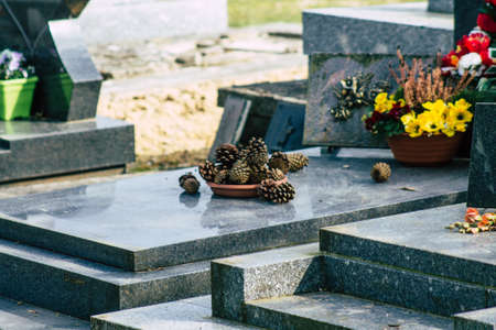 Reims France March 03, 2021 Graves of citizens buried in the cemetery of the city of Reims during...