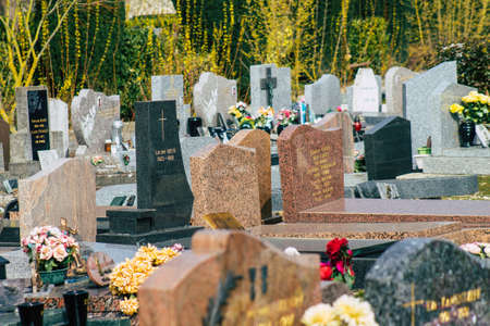 Reims France March 03, 2021 Graves of citizens buried in the cemetery of the city of Reims during the coronavirus epidemic hitting Franceのeditorial素材