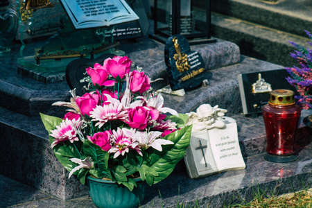 Reims France March 03, 2021 Graves of citizens buried in the cemetery of the city of Reims during the coronavirus epidemic hitting Franceのeditorial素材