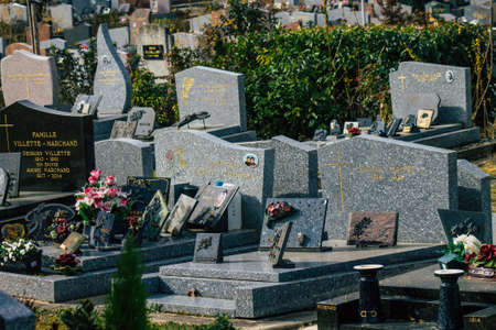 Reims France March 03, 2021 Graves of citizens buried in the cemetery of the city of Reims during the coronavirus epidemic hitting Franceのeditorial素材