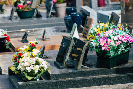 Reims France March 03, 2021 Graves of citizens buried in the cemetery of the city of Reims during the coronavirus epidemic hitting Franceのeditorial素材
