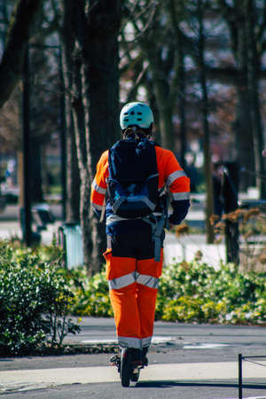 Reims France March 03, 2021 Reims hospital medical helicopter refueling in the landing zone during the coronavirus epidemic hitting Franceのeditorial素材
