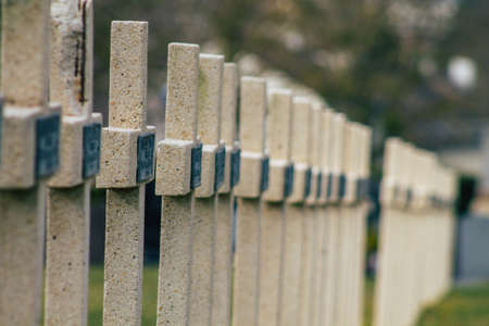 Reims France March 03, 2021 Graves of dead soldiers from the Great war buried in the military square of the cemetery of Reims in Franceのeditorial素材