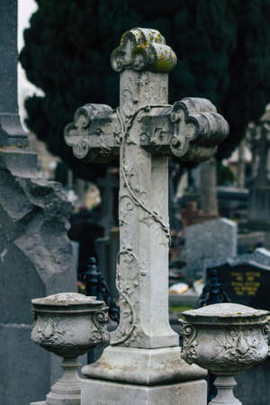 Reims France March 04, 2021 Ancien graves in the cemetery of the North, Built at the end of the 18th century and contains the remains of most of the citizens who distinguished themselves in the cityのeditorial素材