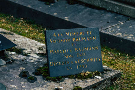 Reims France March 04, 2021 Ancien graves in the cemetery of the North, Built at the end of the 18th century and contains the remains of most of the citizens who distinguished themselves in the cityのeditorial素材