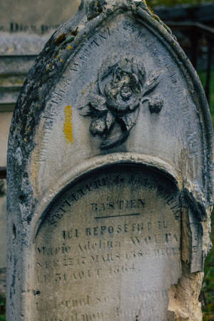Reims France March 04, 2021 Ancien graves in the cemetery of the North, Built at the end of the 18th century and contains the remains of most of the citizens who distinguished themselves in the cityのeditorial素材