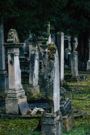 Reims France March 04, 2021 Ancien graves in the cemetery of the North, Built at the end of the 18th...