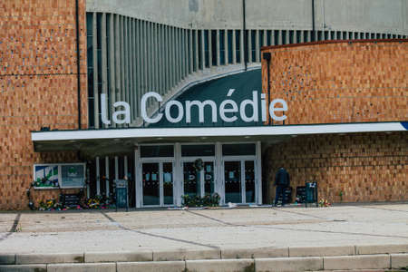 Reims France March 15, 2021 Demonstration in front of La ComÃ©die de Reims, a cultural...