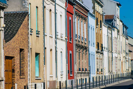 Reims France March 29, 2021 Facade of a building located in Reims, a city in the Grand Est region of France and one of the oldest in Europeのeditorial素材