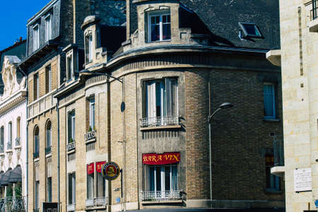 Reims France March 29, 2021 Facade of a building located in Reims, a city in the Grand Est region of France and one of the oldest in Europeのeditorial素材