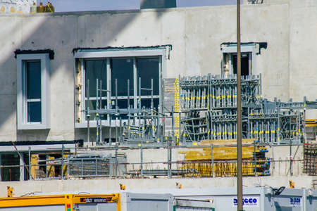 Reims France April 15, 2021 Construction site of a new building in the downtown of Reims during the...