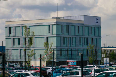 Reims France April 15, 2021 Polyclinique Reims-Bezannes, hospital center where all trades are grouped in the same place. Radiology, bio analysis, specialist doctors, doctors and laboratoriesのeditorial素材