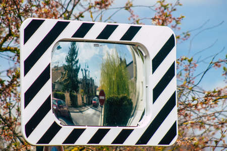 Reims France April 15, 2021 Street sign or road sign, erected at the side of or above roads to provide information to road user in the downtown area of Reimsのeditorial素材