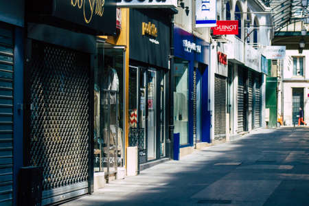 Reims France April 19, 2021 Business closed by the government following the pandemic affecting France and this in order to limit its progression in the populationのeditorial素材