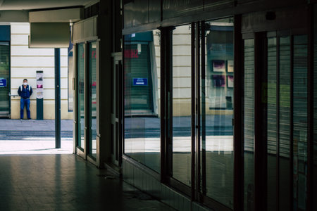 Reims France April 19, 2021 Business closed by the government following the pandemic affecting...