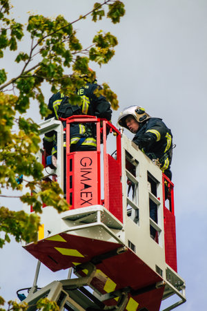 Reims France May 04, 2021 French fire fighter in intervention in the streets of Reims during the coronavirus outbreak hitting Franceのeditorial素材