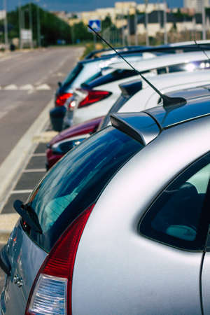 Reims France May 25, 2021 Cars parked in the streets of the city center of the metropolitan areaのeditorial素材
