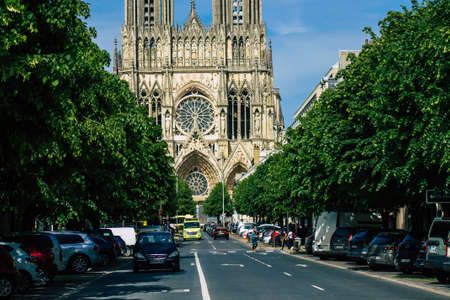 Reims France May 28, 2021 Urban landscape of the city of Reims, a city in the Grand Est region of France and one of the oldest in Europeのeditorial素材
