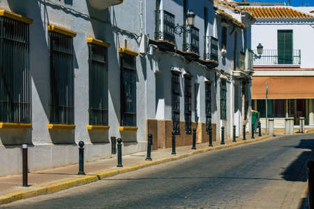 Carmona Spain July 14, 2021 Facade of a old house in the narrow streets in the town of Carmona...