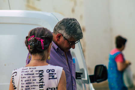 Carmona Spain July 10, 2021 Home bakery delivering bread in the old streets of Carmona in Spain, it...