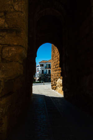 Carmona Spain July 18, 2021 Gate of Seville located at the entry of the old Carmona called The Bright Star of Europe, the town shows a typical narrow and meandering Arabic layoutの写真素材