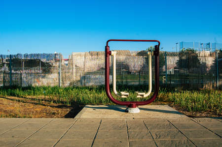 Carmona Spain July 19, 2021 Public sports equipment located in the streets of Carmona during Coronavirus outbreak hitting Spain, wearing a mask is not mandatory to do this activityのeditorial素材