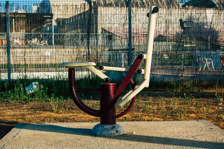 Carmona Spain July 19, 2021 Public sports equipment located in the streets of Carmona during Coronavirus outbreak hitting Spain, wearing a mask is not mandatory to do this activityのeditorial素材