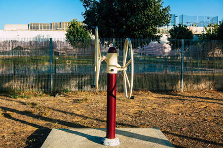 Carmona Spain July 19, 2021 Public sports equipment located in the streets of Carmona during Coronavirus outbreak hitting Spain, wearing a mask is not mandatory to do this activityのeditorial素材