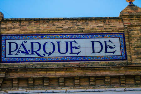 Seville Spain July 10, 2021 Street sign or road sign, erected at the side of or above roads to...