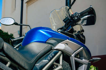 Carmona Spain July 18, 2021 Triumph TIGER XRx 800 motorcycle parked in the streets of Carmona, the...