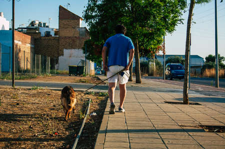Carmona Spain July 18, 2021 Pedestrian walking in the streets of Carmona during the coronavirus...