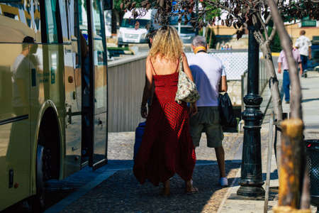 Carmona Spain July 18, 2021 Pedestrian walking in the streets of Carmona during the coronavirus outbreak hitting Spain, wearing a mask in the street is not mandatoryのeditorial素材