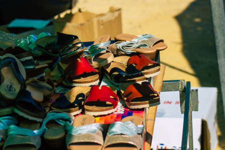 Carmona Spain July 19, 2021 Various summer clothes sold at the local market in downtown during Coronavirus outbreak hitting Spain, wearing a mask is mandatoryのeditorial素材