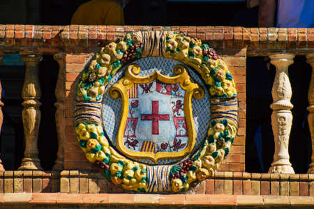 Seville Spain July 07, 2021 The Plaza of Spain is an architectural complex located in the Maria Luisa park in the town of Seville, an emblematic city and the capital of the region of Andalusiaのeditorial素材