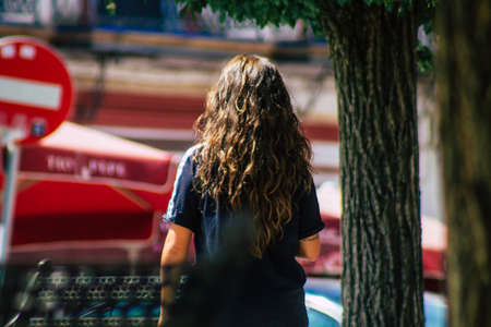 Carmona Spain July 24, 2021 Pedestrian walking in the streets of Carmona during the coronavirus...