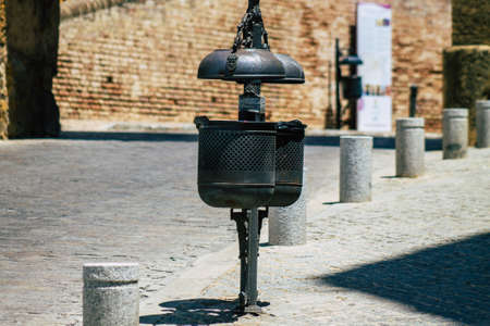 Carmona Spain July 23, 2021 Garbage container in the streets of Carmona called The Bright Star of...