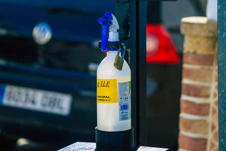 Carmona Spain July 22, 2021 Disinfection products against the coronavirus present at the market...