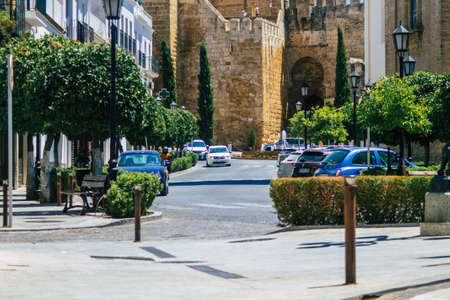 Carmona Spain July 26, 2021 Urban landscape of Carmona called The Bright Star of Europe, the town shows a typical narrow and meandering Arabic layoutの写真素材