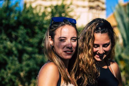 Carmona Spain July 26, 2021 Pedestrian walking in the streets of Carmona during the coronavirus outbreak hitting Spain, wearing a mask is not mandatory but most of people wear itのeditorial素材