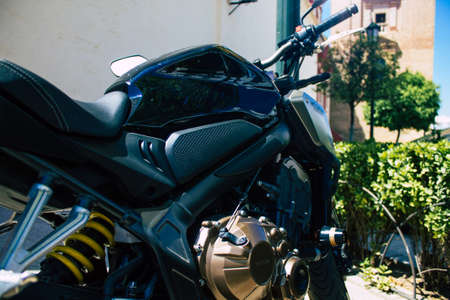 Carmona Spain July 30, 2021 Honda 650 CBR motorcycle parked in the streets of Carmona, the town...