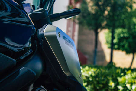 Carmona Spain July 30, 2021 Honda 650 CBR motorcycle parked in the streets of Carmona, the town...