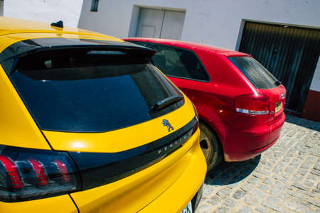 Carmona Spain July 30, 2021 Cars parked in the streets of Carmona, an emblematic city and the...