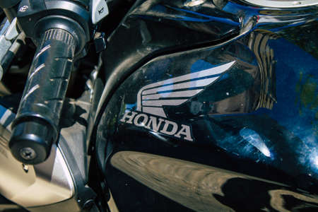 Carmona Spain July 30, 2021 Honda 650 CBR motorcycle parked in the streets of Carmona, the town shows a typical narrow and meandering Arabic layoutのeditorial素材