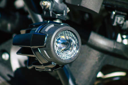 Seville Spain July 26, 2021 SUZUKI VSTORM motorcycle parked in the streets of Seville, an emblematic...