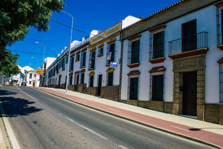 Carmona Spain July 31, 2021 Facade of old house in the streets of Carmona called The Bright Star of...