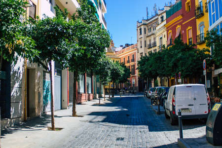Seville Spain July 05, 2021 Urban landscape of the city of Seville, an emblematic city and the capital of the region of Andalusia, in the south of Spainのeditorial素材