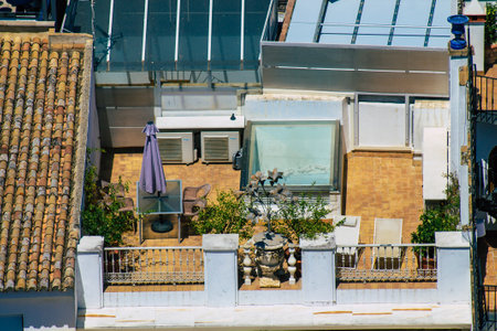 Seville Spain August 16, 2021 Panoramic view of Carmona from the top of La Giralda, the former minaret of the Great Almohad Mosqueのeditorial素材