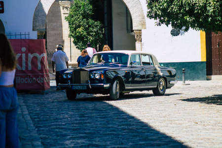 Seville Spain September 04, 2021 Traffic jam in the streets of Seville, an emblematic city and the...
