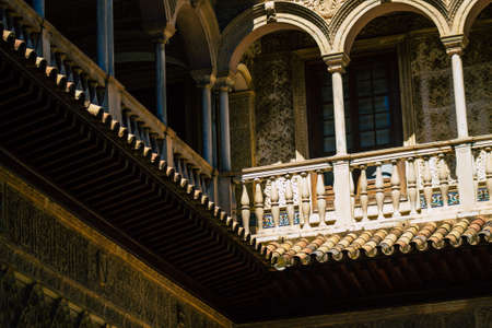 Seville Spain September 04, 2021 The Alcazar of Seville and its gardens is a fortified palace from the Muslim then Christian era. Considered the most brilliant example of Mudejar architecture in Spainのeditorial素材