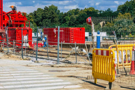 Seville Spain September 22, 2021 Construction site of a new building in the center of Seville, an emblematic city and the capital of the region of Andalusia, in the south of Spainの写真素材